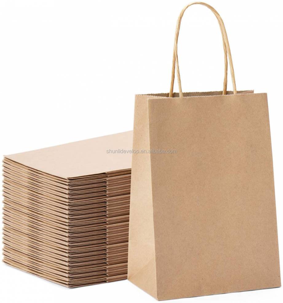 Paper Bags Gift Brown Kraft Paper Bag With Handle For Birthday Christmas Wedding And Party Celebrations