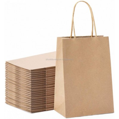 Paper Bags Gift Brown Kraft Paper Bag With Handle For Birthday Christmas Wedding And Party Celebrations